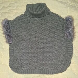 ASPEN Kids Knit Girls Sweater Vest Size 5T Faux Fur Trim Dark Olive Green